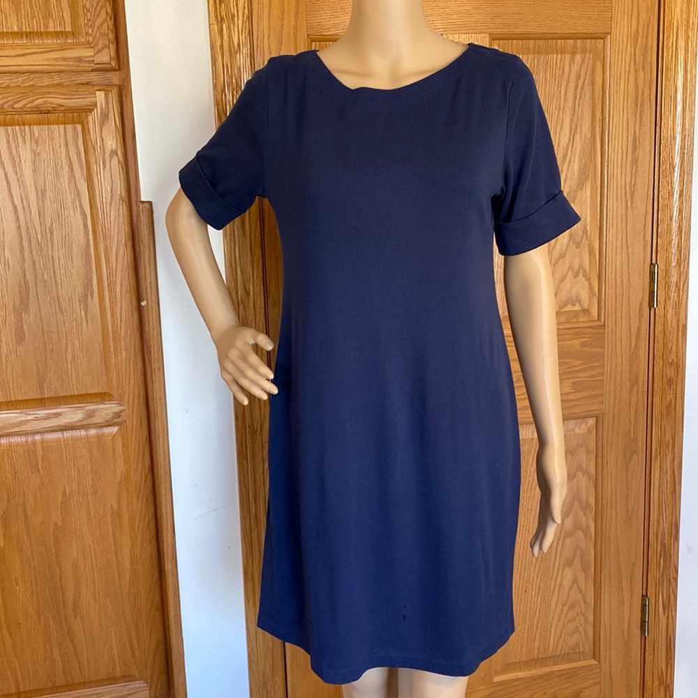 COPY - Karen Scott - PL 100% cotton dress with cuffed sleeves.